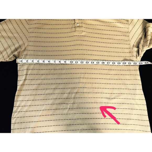 Men's Shirt Docker's Golf Polo Size M BeigeTan w/stripe Cotton Short Sleeve - Picture 9 of 9
